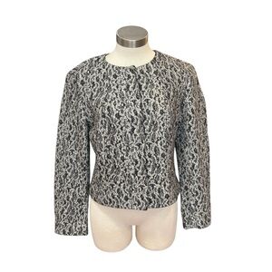 Lafayette 148 New York Womens Textured Jacket Lace Print Wool Lightweight Sz. 8